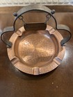 Antique Copper Plate Ashtray Container 24cm Vintage Home Decor