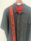 Harley Davidson Short Sleeve Button Men Black Orange Stripe Shirt 3xl Logo Biker