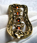 Rare Vintage  Signed  freirich  Of France Amber Filigree Rhinestone Brooch Pin