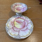 Vintage Pink Royal Sealy China Japan Cabbage Rose Tea Cup   Saucer Hand Painted