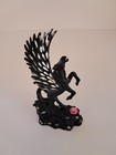 Vintage Spoontiques M942 Pewter Black Pegasus Winged Horse W Pink Crystal  3 75 