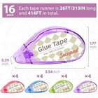 Scrapbook Tape  Glue Tape For Crafts  16 Pack  Clear Colored Shell