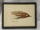 Framed Fly Fishing Wooden Painting Fly Lure Art Collectible 9x12 Rustic Frame