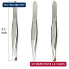  3 Pack  Tweezers Set - Stainless Steel Slant Tip  Flat  Point Tweezers Hair Plu