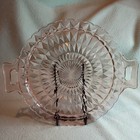 Vintage Pink Depression Glass Jeanette Windsor  2 Handled Cake Plate Platter 10   