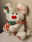 Vintage Puffalumps White Mouse W cane Fisher Price Christmas Plush Toy 1987 Used