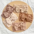 3pcs Baby Girl Bow Headbands Soft Nylon Elastic Hair Bands Newborn Soft Turban