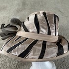 Moshita Couture Hat Wide Brim Womens Large Beige Black Organza Church Derby Bow