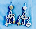 Rare Vtg Taxco Mexico Yalalag Sterling Cross Dangle Earrings 1 5    Nice  