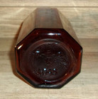 Antique 1930 s  Octagon Shaped Amber Glass Medicine Pharmacy Bottle 8-sided