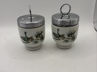 Vintage Royal Worcester Porcelain Woodland Birds Egg Coddlers Set Of 2
