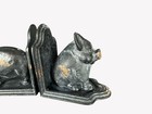 Cast Iron Pig Bookends Rustic Black Distressed Finish Farmhouse Decor Heavy