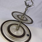 Vintage Georges Briard 2 Tier Sterling  Silver Overlay Cake Stand  11    Tall