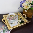 Decorative Mirror Tray With Handles - Metal Jewelry Perfume Organizer French Sty