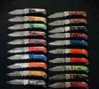 Lot Of 20 Pcs Damascus Steel Hunting Folding Knife  Pocket Knives W  Sheath wei 