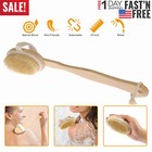 15  Long Handle Wooden Back Scrubber Body Shower Spa Bath Exfoliating Skin Brush
