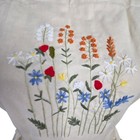 Full Bib Adult Apron Linen Blend Embroidered Flowers Open Pockets Cottage
