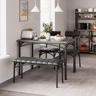 Kitchen Table Set For 4 With Bench And 2 Chairs  Space-saving Dining