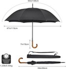 Wooden J Handle Umbrella 54 Inch Large Auto Open Classic Windproof Rain Stick Um