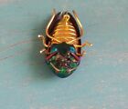Old Vintage Antique Victorian Real Iridescent Green Beatle Brooch Pin  