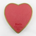 Vtg Pink Heart Shaped Brach s Chocolates Box  Gold Angel Blowing A Horn Roses