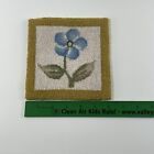 Vtg Needle Punch Blue Flower  Poppy  Floral Completed 6 X 6 Inches Boho Granny