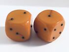 Vintage Butterscotch Bakelite Dice With Raised Brass Pips