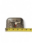 Western Longhorn Decorative Belt Buckle In Silver With Red  Blue   Gold Accents