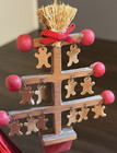 Vintage Lot Of 2 Gingerbread Man Wooden Hanging Christmas Tree Ornaments