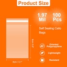 100pcs Self Sealing Cello Bags  3 1x4 7-inch Clear Resealable Bags 3 54mil Thick