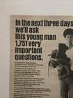 1967 Us Army Recruiting Print Ad Young Man - 1751 Important Questions Vtg 1960s