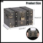 Wooden Treasure Chest With Combination Lock Vintage Pirate Box Wood Storage