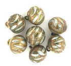 Antique Victorian Brass Beaded Ball Button Painted Blue Green Lot Set 7 0 5 