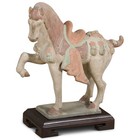 Us Seller - Tang Dynasty Ceramic Horse With Ornate Saddle Tomb Figurine Replica