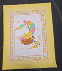 Vtg Care Bears Funshine Bear Baby Wall Hanger  Blanket Yellow Quilted 45 X 34