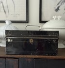 Antique Vintage Metal Document cash Lock Box   Toleware