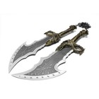 God Of War Twin Blades Of Chaos  21  Bronze Metal Sword Set With Display Plaque