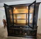 Vintage Drexel Heritage Asian Chinoiserie Black China Cabinet