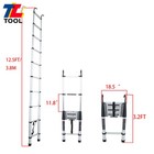 Aluminum Telescoping Ladder Lightweight With 2 Detachable Roof Hooks 12 5 Ft