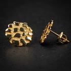 Men s Round Large 14k Gold Plated 925 Sterling Hip Hop Nugget Stud Earrings