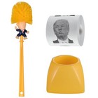 Funny Trump Toilet Brush With Brush Holder Roll Toilet Paper Tissue Set Bathroom