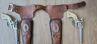 Vintage Nichols 38 Toy Cap Pistols   Leather Double Holster Works 100 