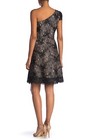 Dress The Population Alex Black Nude Sequin Lace One Shoulder Cocktail Xl 10 12
