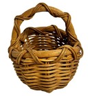 Hand Woven Vintage Bamboo   Ratan Gathering Basket Beautiful Patina 