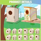 Doublefill 48 Pcs Bulk Wooden Bird Houses Kits For Kids Diy Crafts And Arts