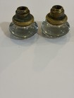 Vtg Crystal Glass Door Knobs With Brass Base Round Knob Clear Color  2 