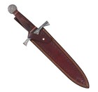        Custom Handmade Damascus Steel Short Sword   Dagger With Leather Sheath