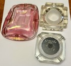 Mixed Lot Of 3 Vintage Mcm Retro Ashtrays Olympia Beer -clear Glass Aurora Pink 