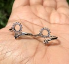 2 Pc 925 Sterling Silver   Cz Toe Rings Adjustable  High Polish  Gold Plated  16