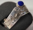 Vintage Rmt Native American Sterling   14k Gold Lapis Cuff